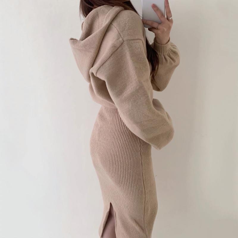 herlipto Relax Hooded Knit Dress - ファッション